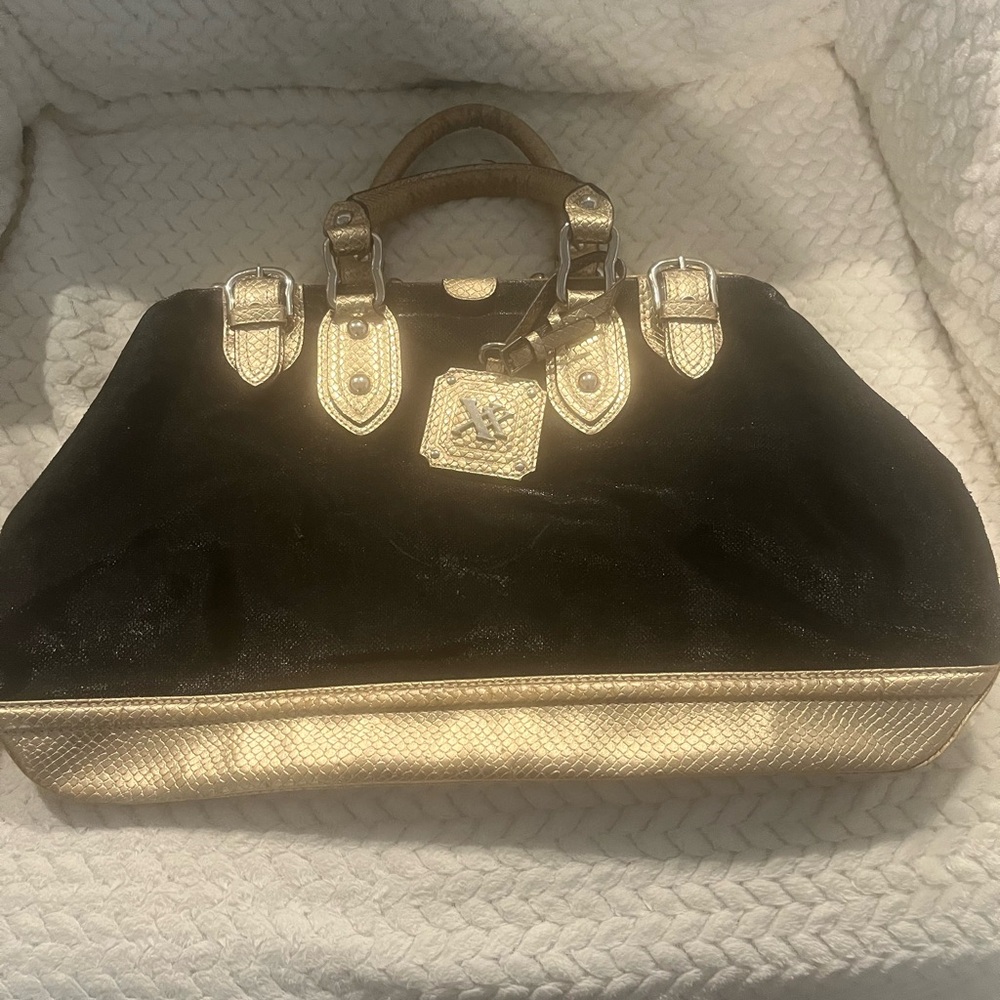 Chic Black and Gold Women's Satchel